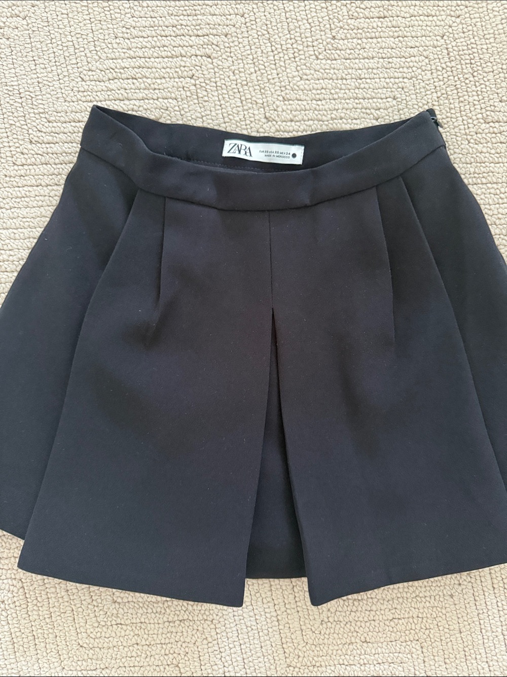 Zara Black Pleated Skort with Front Inset